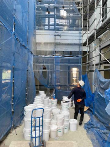 開心農業社 - 二林監獄PU防水材料吊掛上頂樓