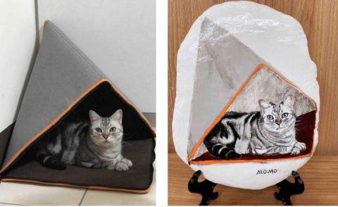 畫布、石頭彩繪(寵物、人物肖像似顏繪) - [原圖重現]左圖為客戶來圖照片，右圖為手繪成品，極具紀念收藏價值。(定價$1,500)