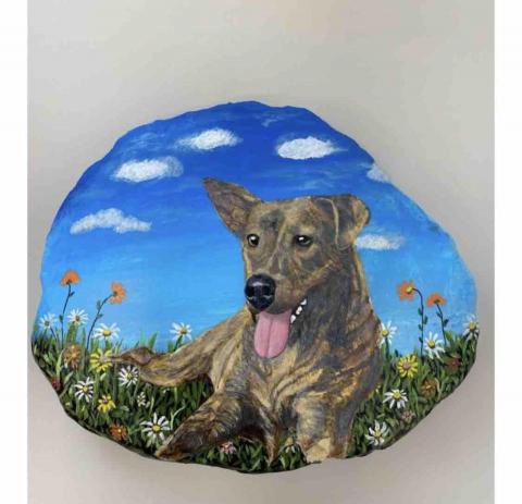 畫布、石頭彩繪(寵物、人物肖像似顏繪) - 石頭彩繪極具紀念、收藏價值，可適應外在環境，防水、防塵不易退色，顏料保固一年。(定價$1,500)