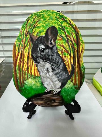 畫布、石頭彩繪(寵物、人物肖像似顏繪) - 石彩極具紀念、收藏價值。(定價$1,500)