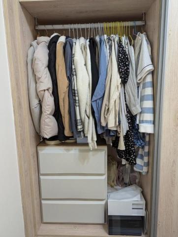 Michelle - 衣櫃下方空間，可利用抽屜或櫃體做收納