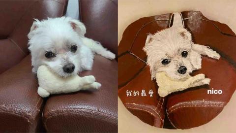 畫布、石頭彩繪(寵物、人物肖像似顏繪) - [原圖重現]左圖為客戶來圖照片，右圖為手繪成品，極具紀念收藏價值。(定價$1,500)