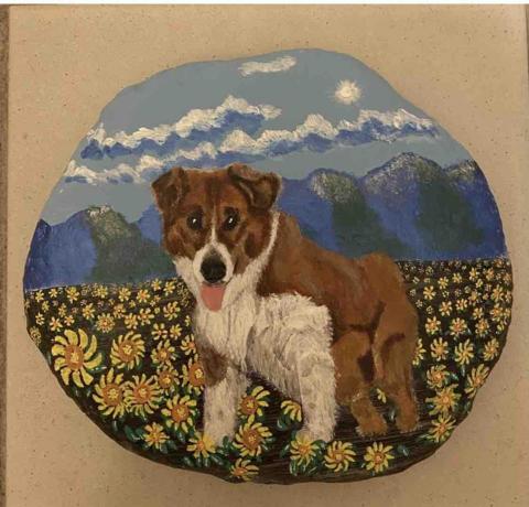 畫布、石頭彩繪(寵物、人物肖像似顏繪) - 石頭彩繪極具紀念、收藏價值，可適應外在環境，防水、防塵不易退色，顏料保固一年。(定價$1,500)