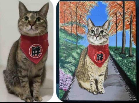 石頭彩繪 - 此幅為6號F無框油畫布，尺寸：41x27cm，售價2,300元，大約耗時一週。(壓克力彩繪製)