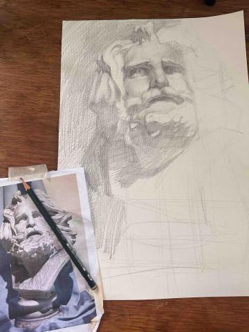 謝倫 美術家教老師 - 石膏像示範