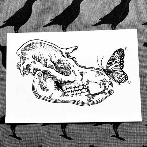 立羽工作室 - 代針筆作品（風格參考）（可委託客製刺青圖）

頭骨與蝶