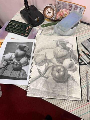 謝倫 美術家教老師 - 素描課堂示範