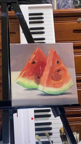 雅茵音樂教室 - 油畫西瓜畫作
