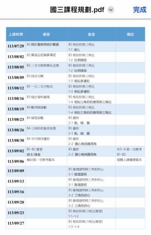 鄧佳芸 - 依不同學生規劃國三複習進度表