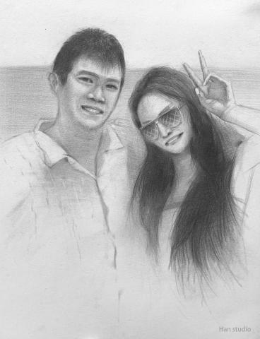 Han studio  邱柏翰 - 這次很幸運接到幫忙案主繪製禮物，祝福兩位幸福快樂喔