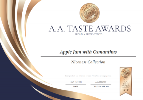 Vicky Chiang - 手工桂花蘋果醬榮獲2021 A.A. TASTE AWARDS「全球純粹風味評鑑」美食獎二星榮耀