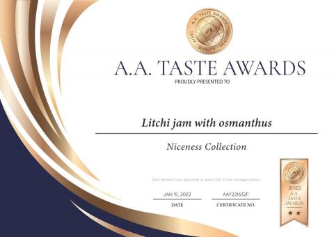 Vicky Chiang - 手工桂花荔枝果醬榮獲2022 A.A. TASTE AWARDS「全球純粹風味評鑑」美食獎二星榮耀。