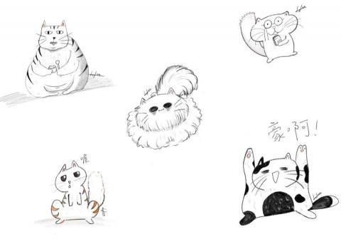 黃佾樺 - 貓咪小插圖，空閒時間所創作的
