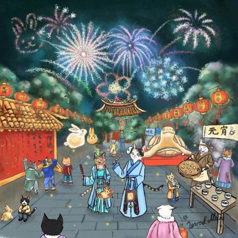 木月工作室 - 元宵節插畫