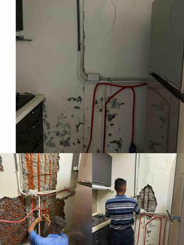 楊清龍 - 屋主牆壁腫脹很嚴重！施工期間整塊面積ㄧ直掉落，鋼筋生銹處理，也告知嚴重性存在