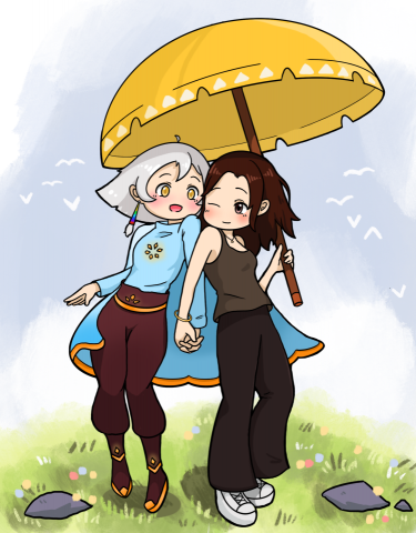 Bassie - 全身人物插畫
對方希望與自己遊戲(SKY光遇)裡的角色合體，整體看上溫暖舒適