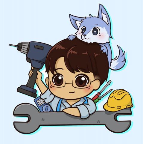 Bassie - Q版人物插畫
對方是水電師傅，他希望擁有自己專屬的人物圖，可以印製在工作服上