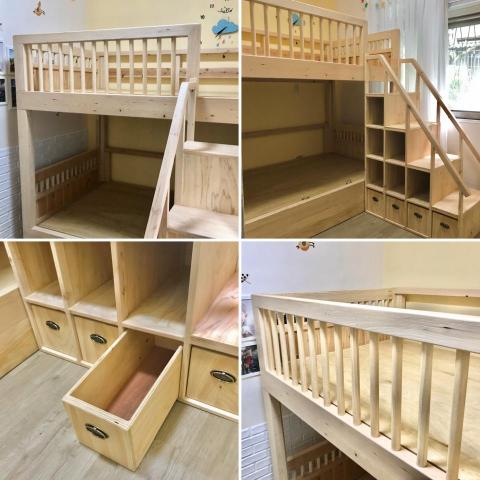 木匠之家CarpentersHouse - 案例五：北投Ｌ型收納樓梯櫃子兒童上下舖