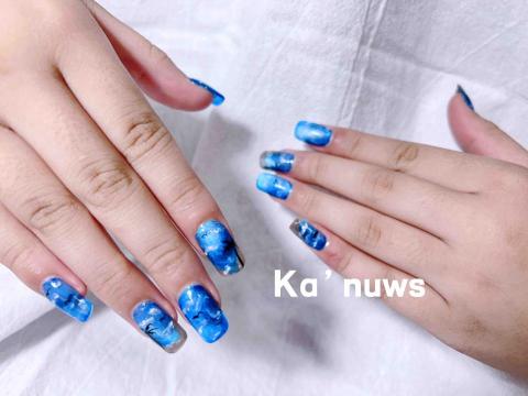 都蘭艾絲美式美甲 - 藍色貓眼彩繪美甲