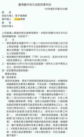 洪海峰律師 - 當事人所有之土地遭他人占用，提起拆屋還地併同不當得利訴訟，勝訴