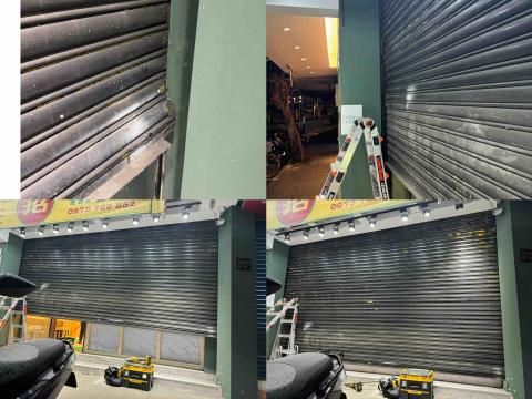 靖家門捲門企業社 - 鐵捲門壓到東西脫軌