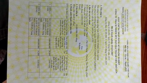 佑萊企業社-越南有順責任有限公司 - 越南公司執照