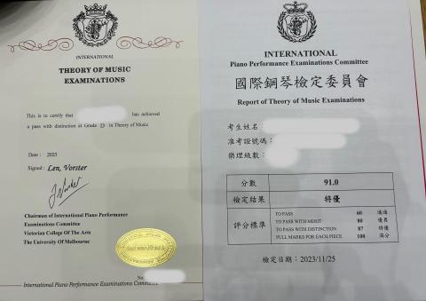 Iris老師 音樂教學 - 指導學生參加國際鋼琴檢定、樂理檢定