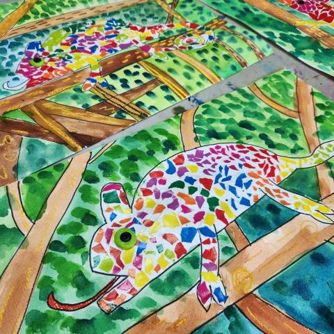 福福老師|兒童藝術探索 - 學生作品✧水彩拼貼