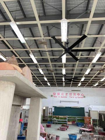 佳銓水電空調工程行 - 職業學校泥作工廠大型吊扇安裝
