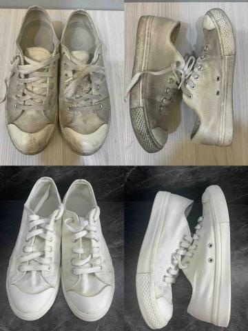 喆耀洗護/洗鞋-斗六店 - 難搞的帆布鞋，靠藥劑反覆洗白，儘量處理！