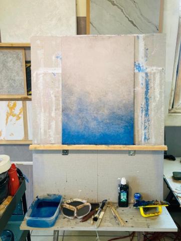 zix-saing Lan - 土質礦物漆  山水風