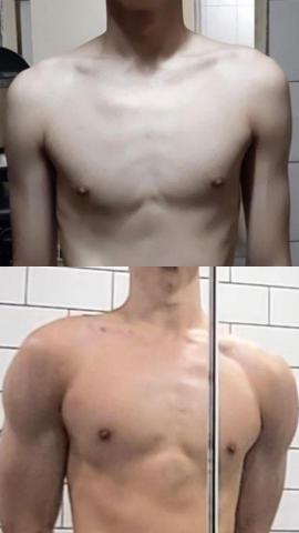 石皓天（私人健身／運動教練） - 一年的前後對比