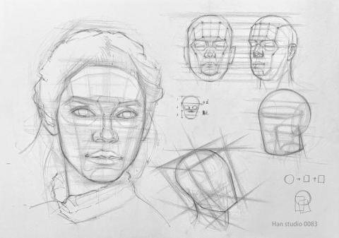 Han studio  邱柏翰 - 頭像結構分析，理解結構讓你在畫畫時更容易畫出形狀，做出變化。

如果你想畫人像或想畫出人像在不同角度下的變化，歡迎洽詢課程！

我們工作室素描課，設計好有序的方法讓你學會畫畫