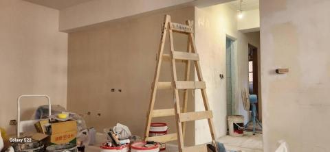 秝研油漆 防水工程 - 新竹市北區社區名稱：慶華綠晶 全室乳膠漆+跳色油漆（虹牌鄉居+I白+司曼特燕麥黃+得利女裝灰） 施工中