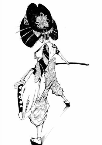 江東 - 黑白插畫