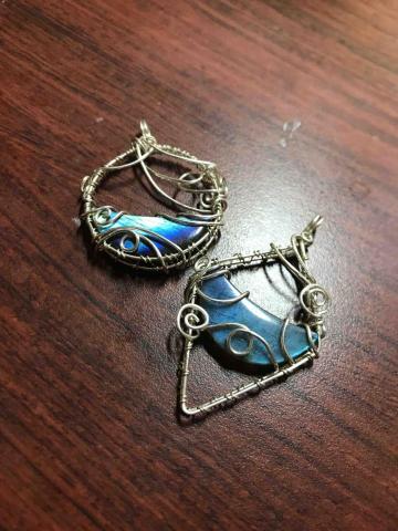 玉澗菓-銅線手作x晶礦 - 造型對鍊-拉長石