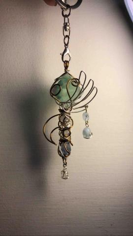 玉澗菓-銅線手作x晶礦 - 複合礦石 鑰匙圈