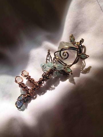 玉澗菓-銅線手作x晶礦 - 複合礦石 鑰匙造型