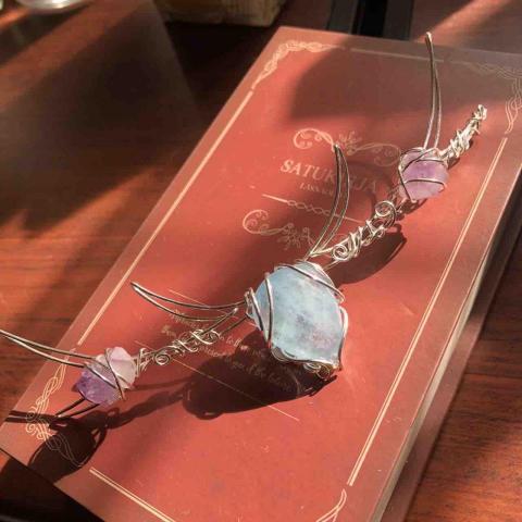 玉澗菓-銅線手作x晶礦 - 大型項鍊-鹿角造型