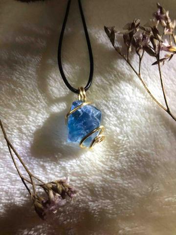 玉澗菓-銅線手作x晶礦 - 簡約款 藍螢石