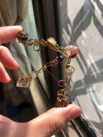 玉澗菓-銅線手作x晶礦 - 複合礦石-弓箭造型