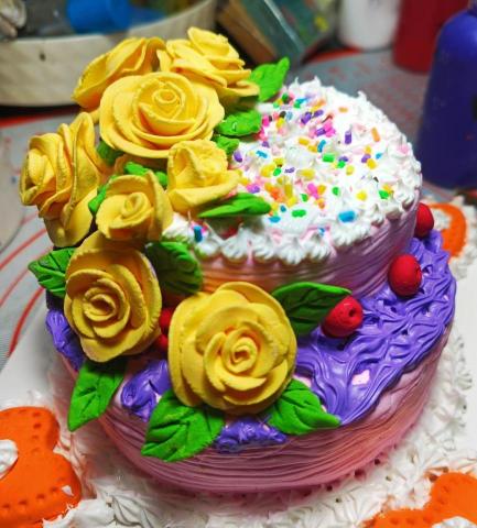 糖果手創美術工作室 - 輕黏土-仿黃玫瑰蛋糕