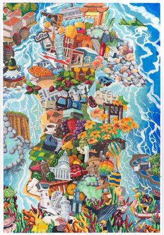 黃燕婷 - 桃園市平面設計第一名 廣告顏料畫 對開