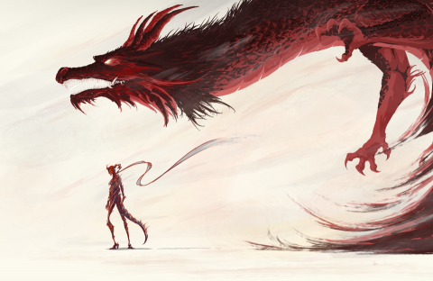 紙雀 - 龍 上色插圖