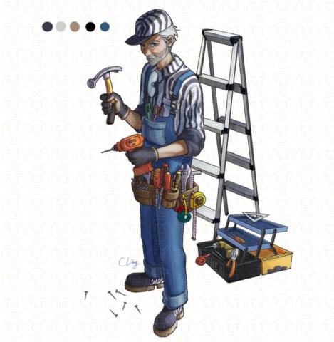 CLing - 角色設計：斑馬水電工爺爺