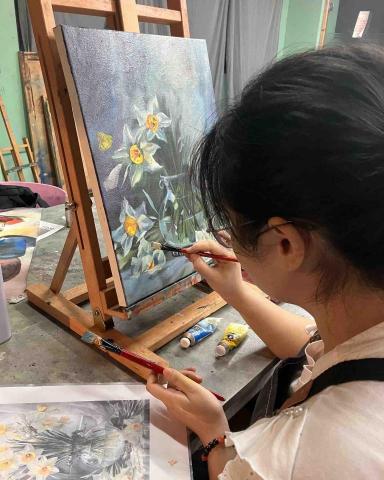王玉莞 - 私人委託花卉油畫訂製，專家手繪現場