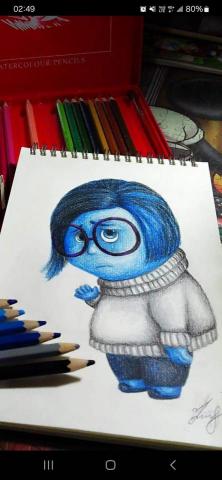 石頁工作室 - 腦筋急轉彎憂憂 色鉛筆2015