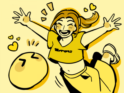 藍色水豚(秀雄) - 似顏繪、插圖設計。系列插圖1，人物與吉祥物的互動，呈現開心、活潑、樂觀的情緒。