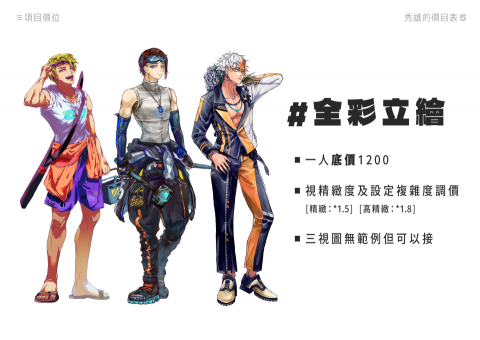 藍色水豚(秀雄) - 價目表4