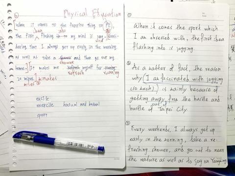 Kevin - 英文作文批閱
左：學生練習
右：逐字修改